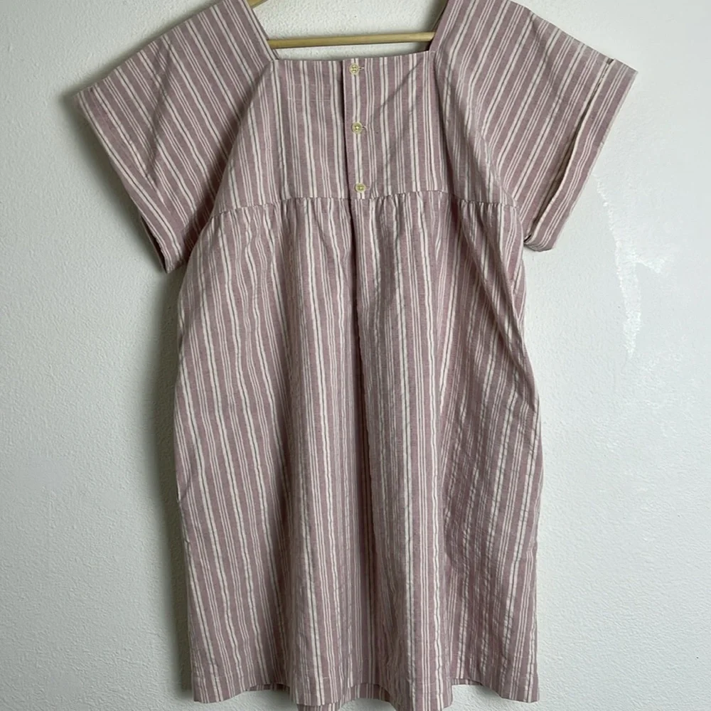 Zara smocked trapeze cut striped dress 11-12